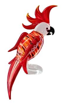 höhenverstellb. Orchideenstab, Kakadu mit geschl. Flügeln (transp.-rot)